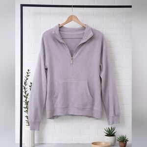 Marc New York Crop Sm Med Lavender Quarter-Zip Pullover Ribbed Athletic Purple